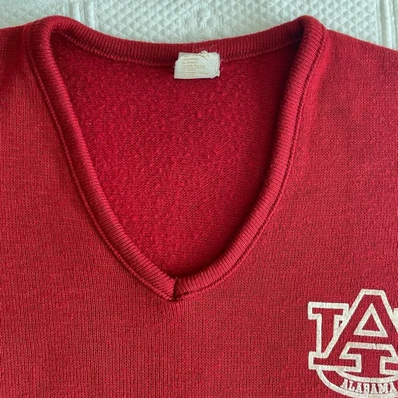 Vtg Alabama Football V-Neck Long Sleeve Sweater Crimson White Roll Tide Artex UA - Picture 7 of 16